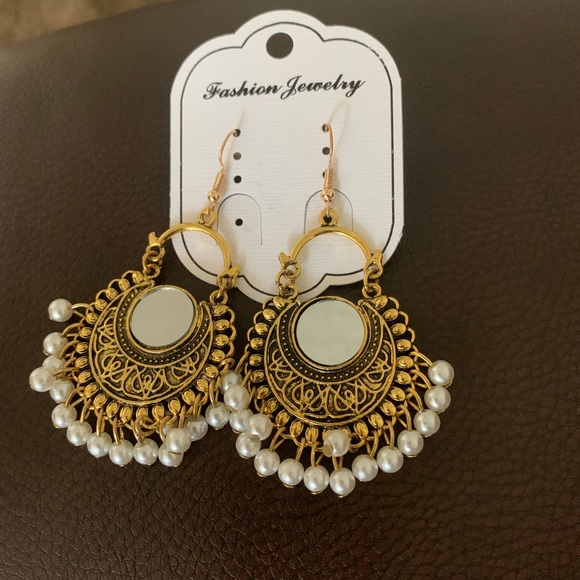 Indian style mirror earrings - Picture 2 of 8